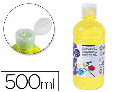 Témpera líquida Liderpapel escolar 500ml. amarillo